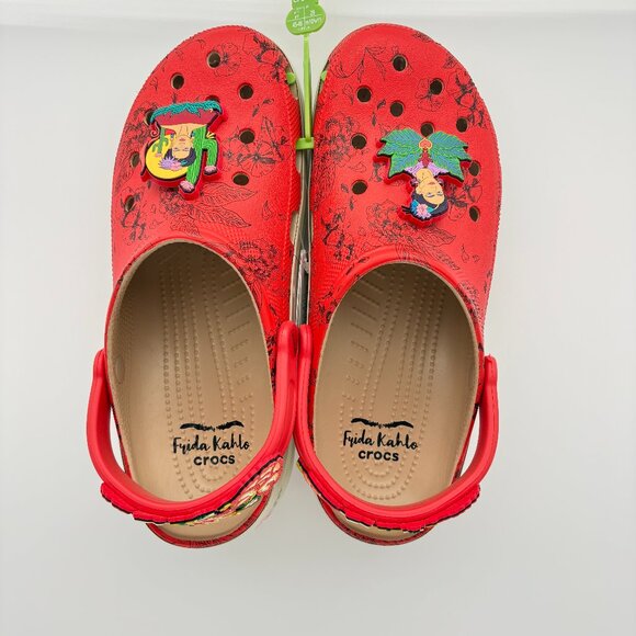 NWT Men's Size 11 Women's 13 Frida Kahlo Bone Red Crocs Classic Clogs - Picture 1 of 11